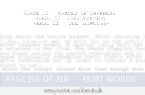 Tentative verse titles in the upcoming novel, Yscariot: Chapter 1